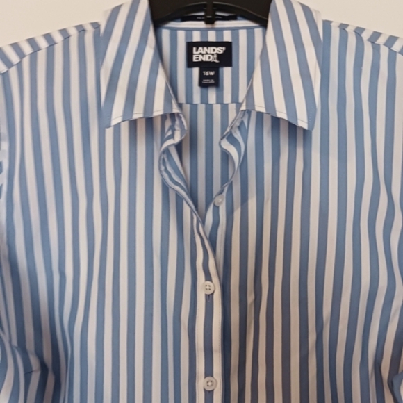 Lands End Womens No Iron Stripe Button Down Shirt 16W - Picture 10 of 11